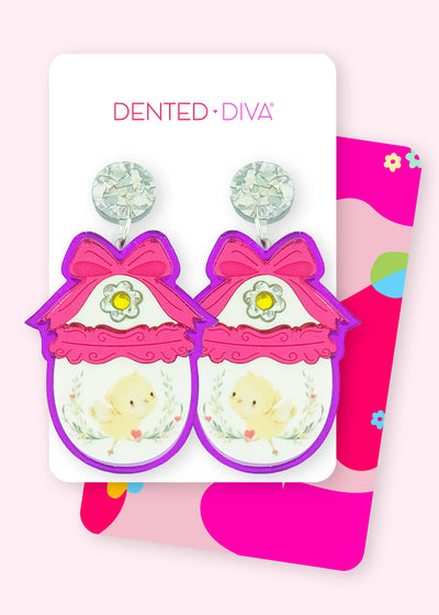Chirpy Chick Egg- Dangle MADE TO ORDER - Dented Diva