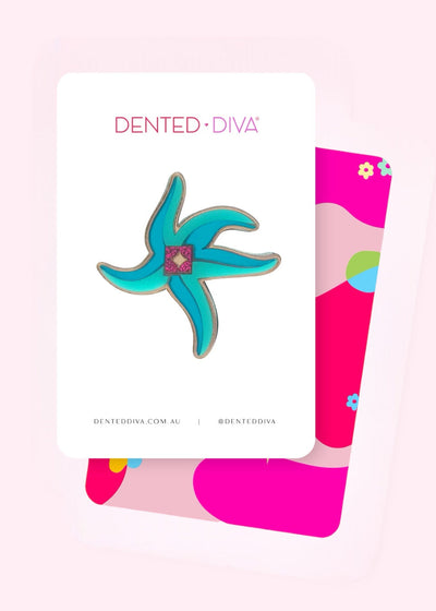Drunken Starfish- Men's Pendant Teal/Rose Gold - Dented Diva