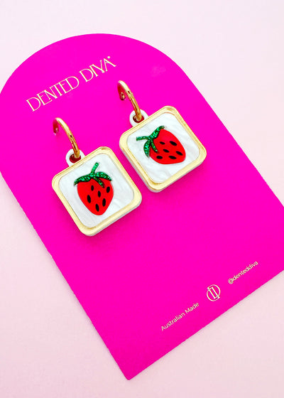 Succulent Strawberry -Earrings