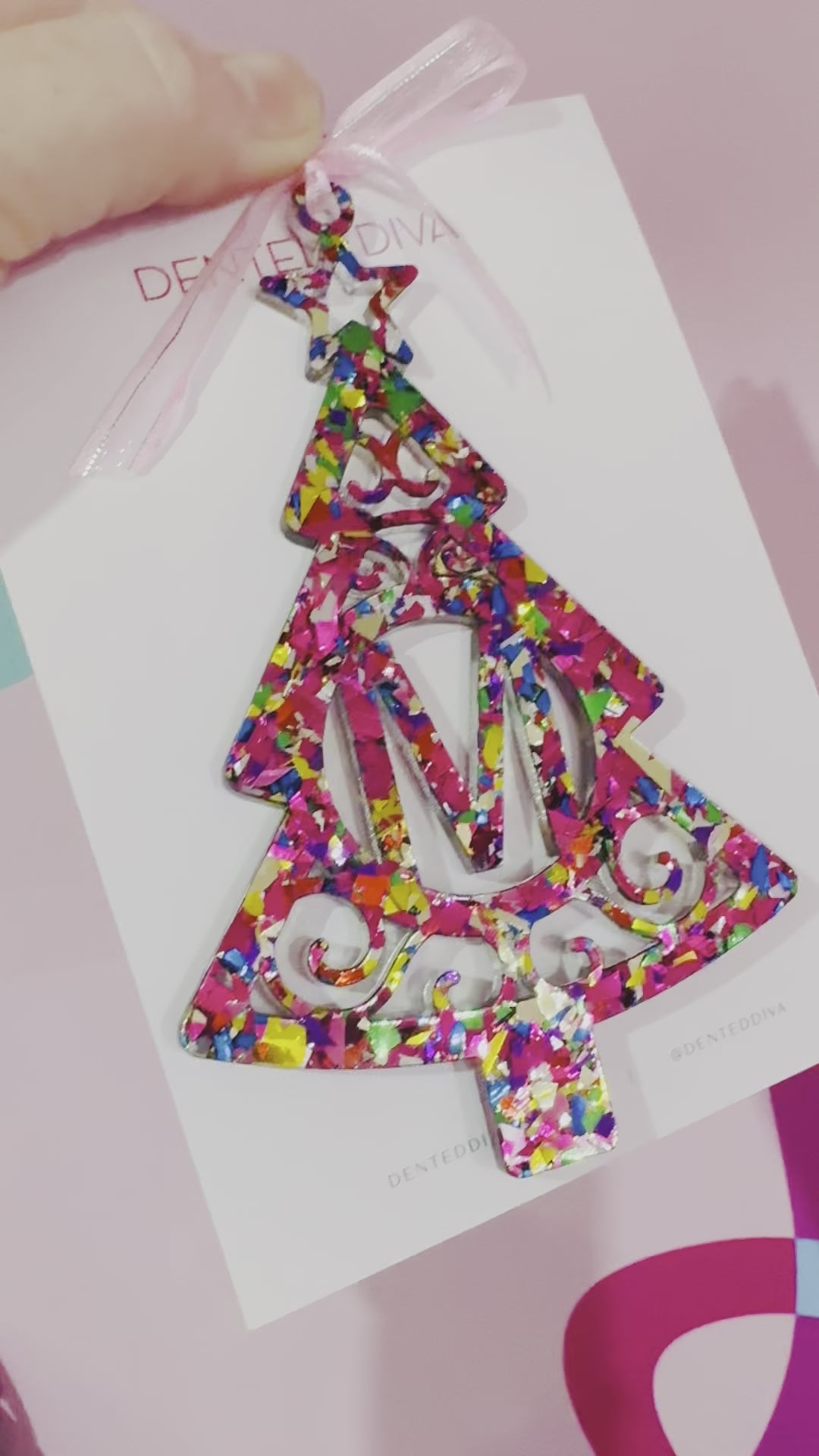 Tinsel Tree Bauble- Letter Glitter - MADE TO ORDER