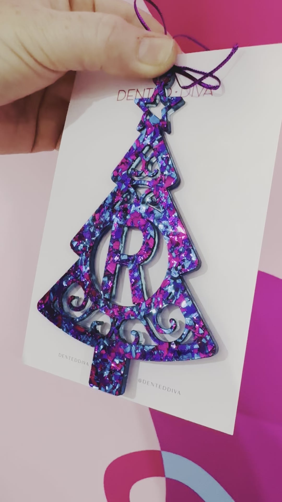 Tinsel Tree Bauble- Letter Glitter - MADE TO ORDER