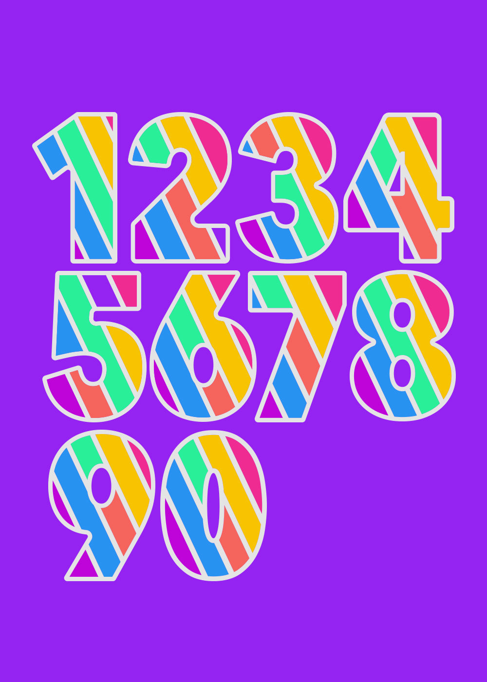 Rainbow Lover- Cake Numbers- Numbers 0-9 - Dented Diva
