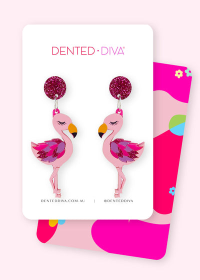 Flossy Flamingo - Dangle - Dented Diva